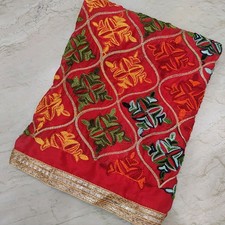 Ethnic Traditional Punjabi Phulkari Hand Embroidered Bridal Wear Indian Dupatta