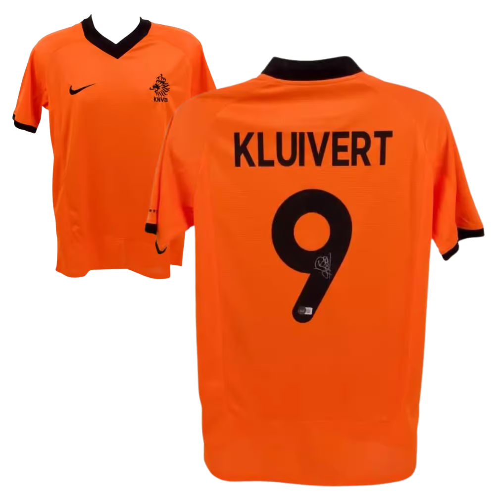 Patrick Kluivert Signed Netherlands FC Home Soccer Jersey #9 with