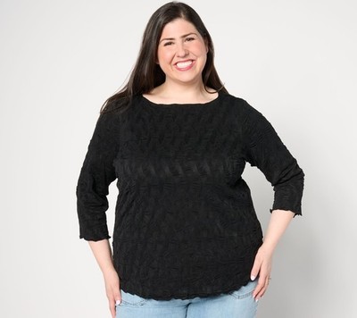 Susan Graver Women's Top Sz 2XS (XXS) Starburst Textured Knit Black A645798