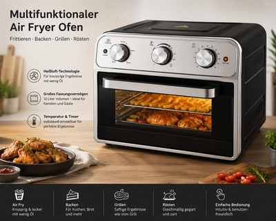 Kalorik TKG AFO 2001 Airfryer Ofen 21L Heißluftfritteuse Dörrautomat 1800W Pal2