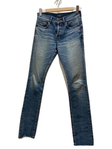 Jeans paisley SAINT LAURENT taglio stivali orlo grezzo invecchiato taglia 27 Inde 551339 Y962T