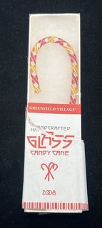 Greenfield Village 2008 Annual Glass Candy Cane Ornament 7'' Red & Yellow Twist