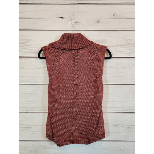 White House Black Market Red/Rust Shimmer Sleeveless Turtleneck Sweater Size M - Picture 2 of 6