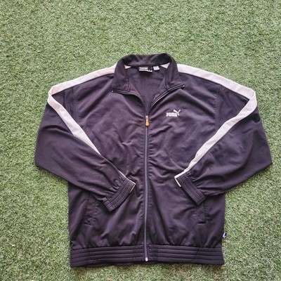 Puma Vintage Y2K Athletic Track Jacket Black and White Full Zip Size Large