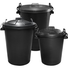110l 85l 50l 110 litre, 85 litre, 50 litre black dustbin refuse rubbish garden
