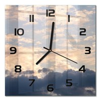 Design-Glas-Wanduhr Glasuhr Aus Glas Wolken Am Himmel Schwarze Zeiger 30X30 Cm