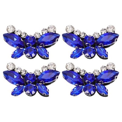 4Pcs Handmade Schmetterling Perlen-Patches für Rhinestone Appliques, Mittelblau