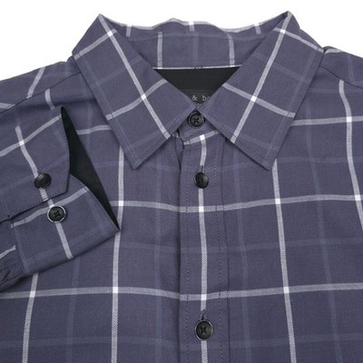Rag & Bone Matthew Flannel Shirt Mens Medium Shark Blue Plaid Cotton Button Up