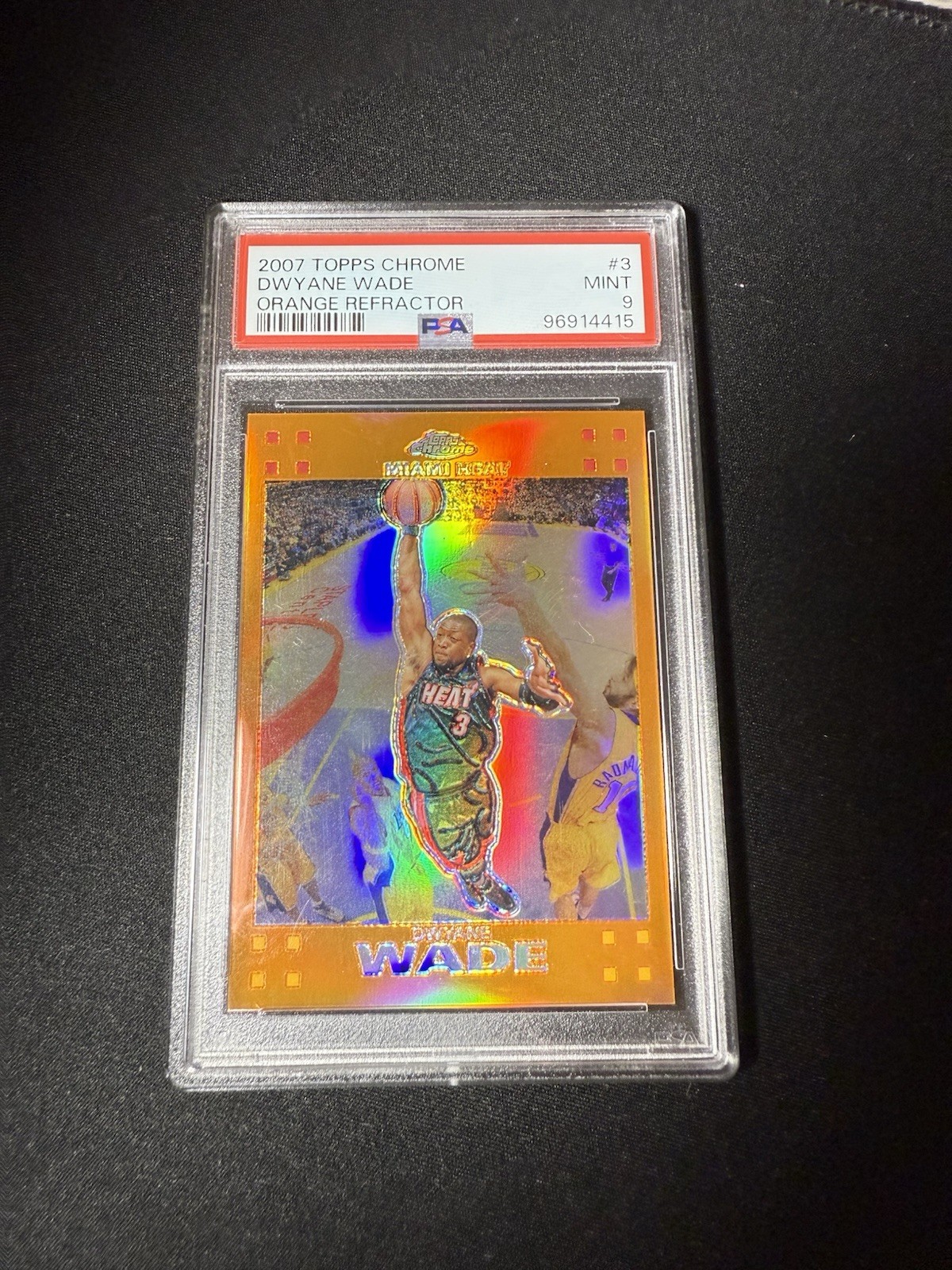 2007-08 Topps Chrome Dwyane Wade Refractor Orange #/199 Heat PSA 9