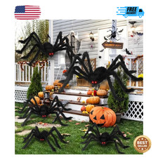 Giant Black Plush Spider Halloween Decoration 30-200cm Haunted House