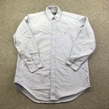 Ralph Lauren Shirt Mens Large 15 32 Blue Solid Yarmouth Oxford Button Down Dress