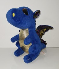 Saffire Dragon Ty Beanie Boo Plush Toy 7.75"Hx9"W February 23rd 2022 Blue 
