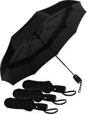 Wind-resistant travel umbrella  withstands winds of up to 85 mph,