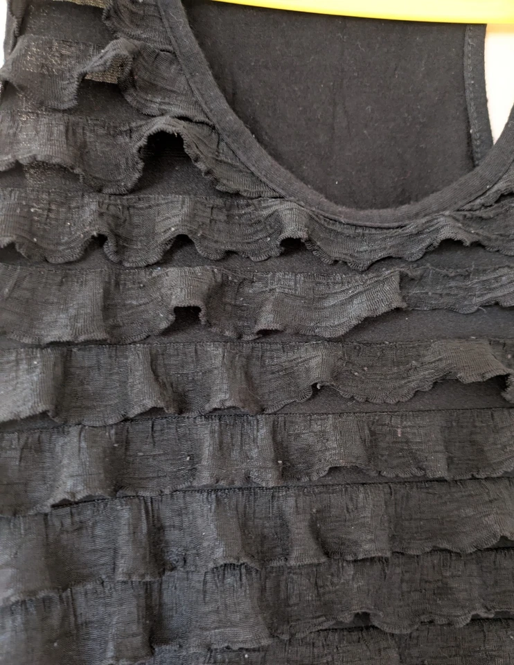 New Look Black Sleeveless Frill Front Racer Back Vest Top Size UK 12 - Image 2 of 4