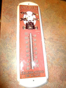 John Deere Classic Thermometer Celebrating 160 Years (17" x 5") VG Condition