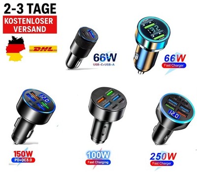 Auto Schnell Ladegerät USB & USB-C | Handy Stecker KFZ Zigarettenanzünder | Auto