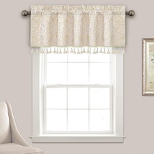 Jacquard Window Valance for Living Room Bedroom, Damask Floral Curtain Valanc...