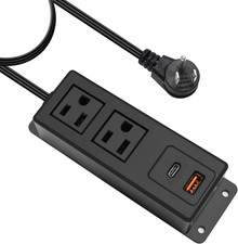 Multi Plug Outlet with USB C 20W Wall Mounted Power Strip Desk Mountable Extensi