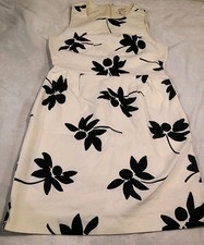 J.Crew Floral Sheath Dress Size 4 Sleeveless Cotton Casual Pockets Ivory