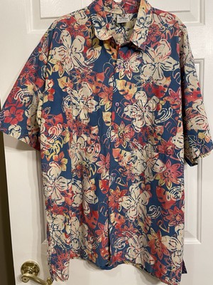 Rum Reggae Men's Floral Hawaiian Button-Down Shirt XL 100% Cotton