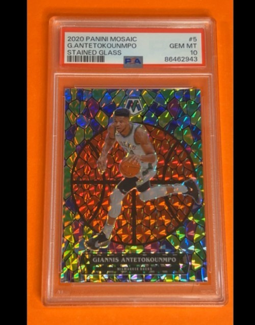 2020-21 Mosaic Giannis Antetokounmpo #5 Stained Glass Case Hit SSP PSA 10 🔥🔥🔥