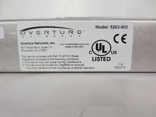 Overture Networks ISG 180 Carrier Ethernet Over T1/E1 Edge Model: 5263-900 - Picture 4 of 5