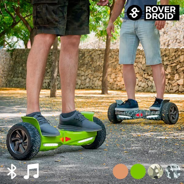 Gyropode hoverboard électrique bleu avec haut-parleur connecté et pneus urbains 6.5"