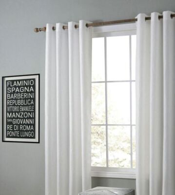 2 Stück Royal Weiß Polyester Ringtop Öse Fenster Tür Vorhang Set 5 7 9 Fuß
