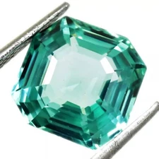 8-9 Ct Awesome Bluish Green Grandidierite Asscher Cut Natural Certified Gemstone