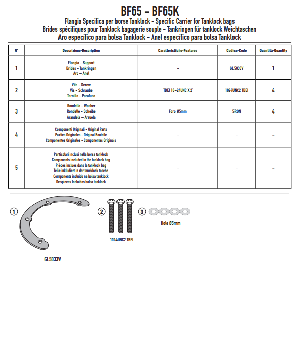 GIVI Flangia per borse da serb TANKLOCK per HARLEY D. Pan America 1250 2021-23