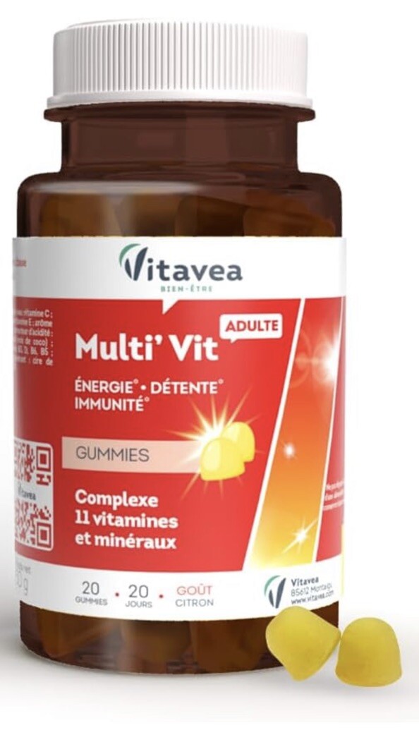 Vitavea multi vit contre la fatigue passagère avec les gummies vitamine D E C B