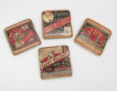 Lori Siebert Coasters Tile/Cork Set of 4 Signed Christmas Joy Happy Holidays