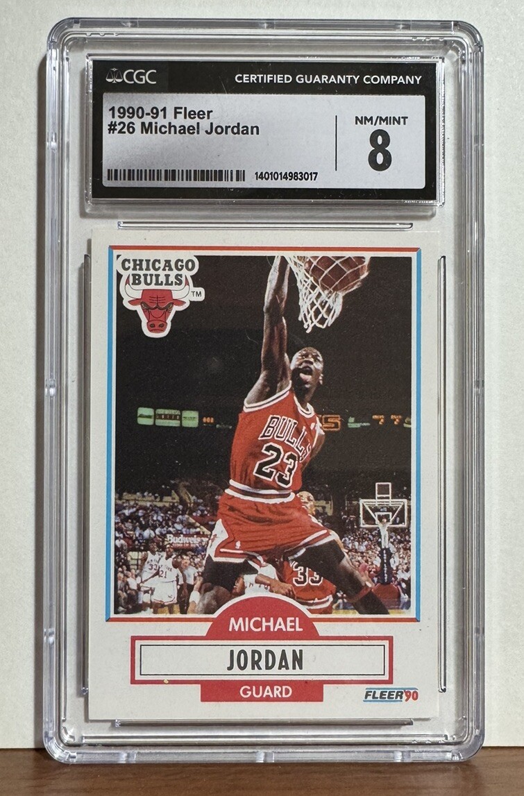 1990 Fleer Michael Jordan Chicago Bulls #26 Basketball Card PSA 8