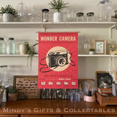70cm Vintage Style Wonder Camera Cavallini Poster Print Linen