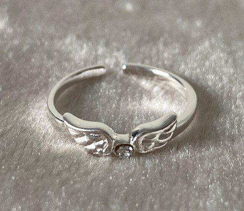 Women's Cubic Zirconia Fancy Angel Wing Toe Ring 14k White Gold Plated Silver - Picture 2 of 4