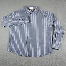 Tommy Hilfiger Shirt Mens XL Blue Striped Casual Button Up Long Sleeve