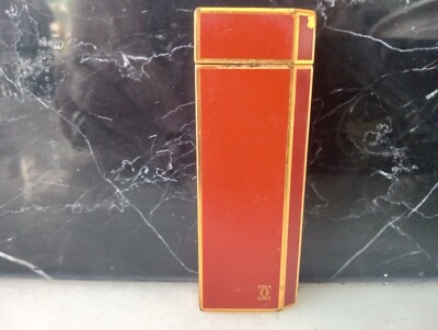 Cartier Vintage Red Lacquer and Gold Plating Pentagon Lighter