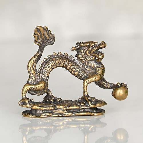 Drago Bronzo Ornamenti Verde Giocando con Perline per Artigianato Decorativo - Foto 1 di 6