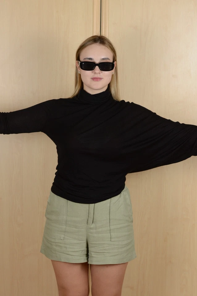 Suéter Asimétrico Cuello Tortuga Ann Demeulemeester Negro Lana Lyocell Talla 34 Foto 2 de 4