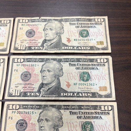 Lot 7 Star Notes Ten Dollar Bills ($70) U.S. Money 2009 2013 2017 & 2017A - Picture 8 of 21