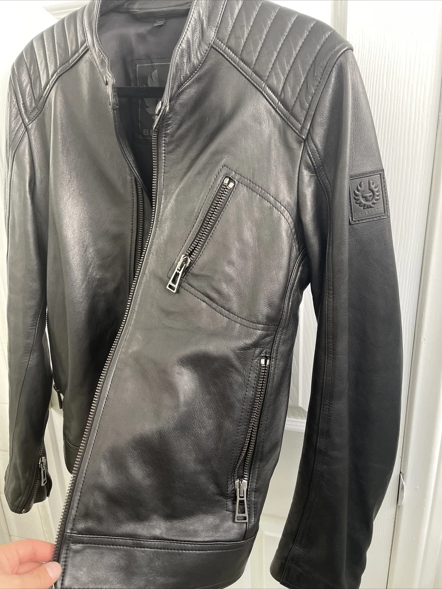 BELSTAFF M LEATHER JACKET BLACK V RACER ITALY | eBay