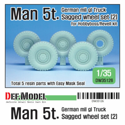 1/35 Man 5t Mil gl Sagged Wheel 2 Continental HCS Tyre for HobbyBoss/Revell