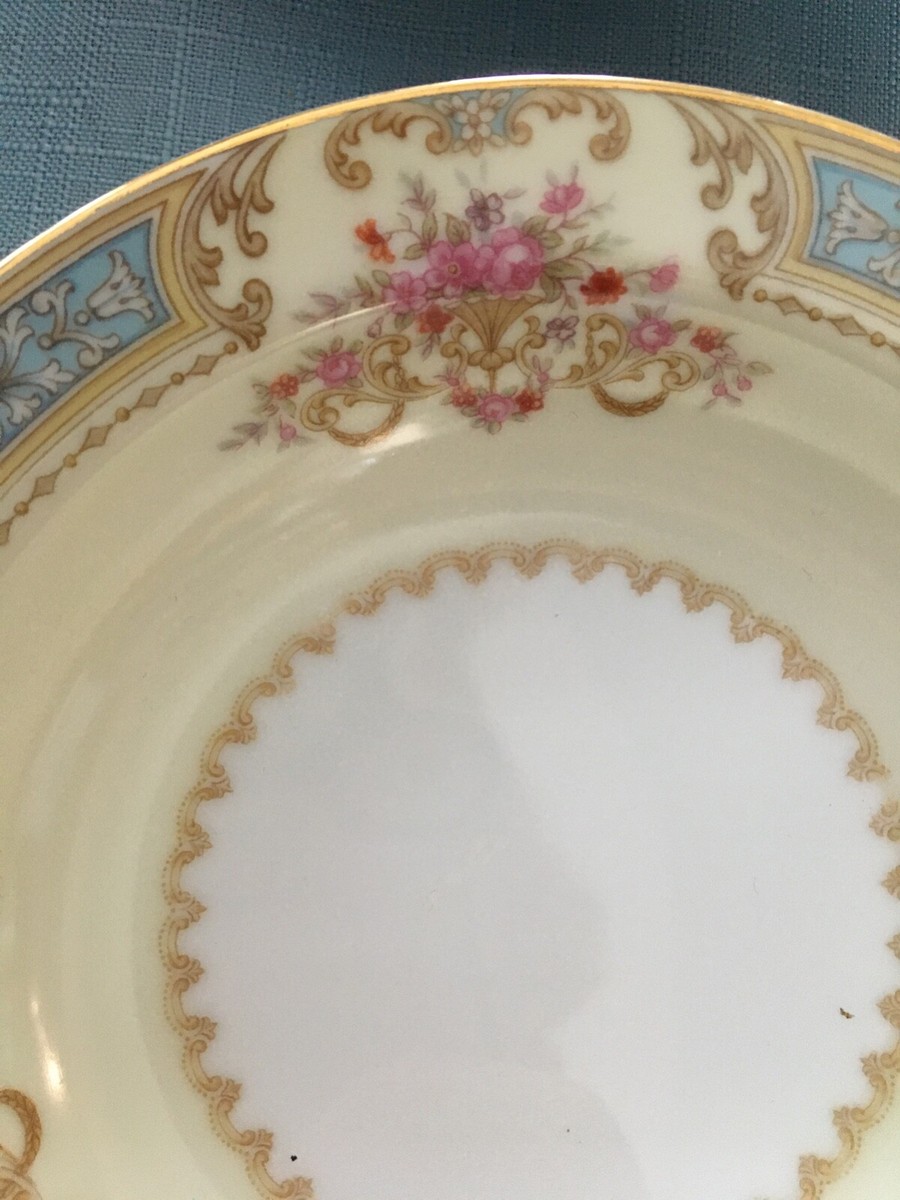 ビンテージコンポート Vintage NORITAKE China Made in Japan FRUIT BOWL Flowers Blue/Gold