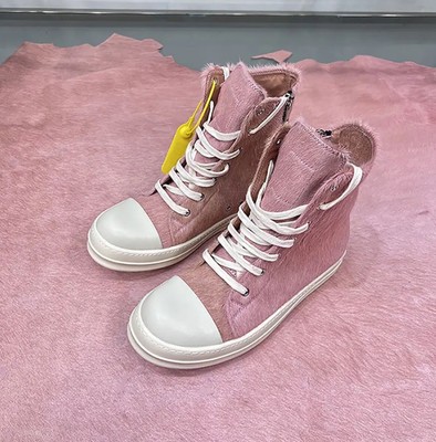 Size 9 Rick Owens Porterville Fur  High Top Sneaker Pink