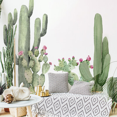 Large Fabric Boho Cactus Wall Decals Giant Prickly Pear Saguaro - Main Image