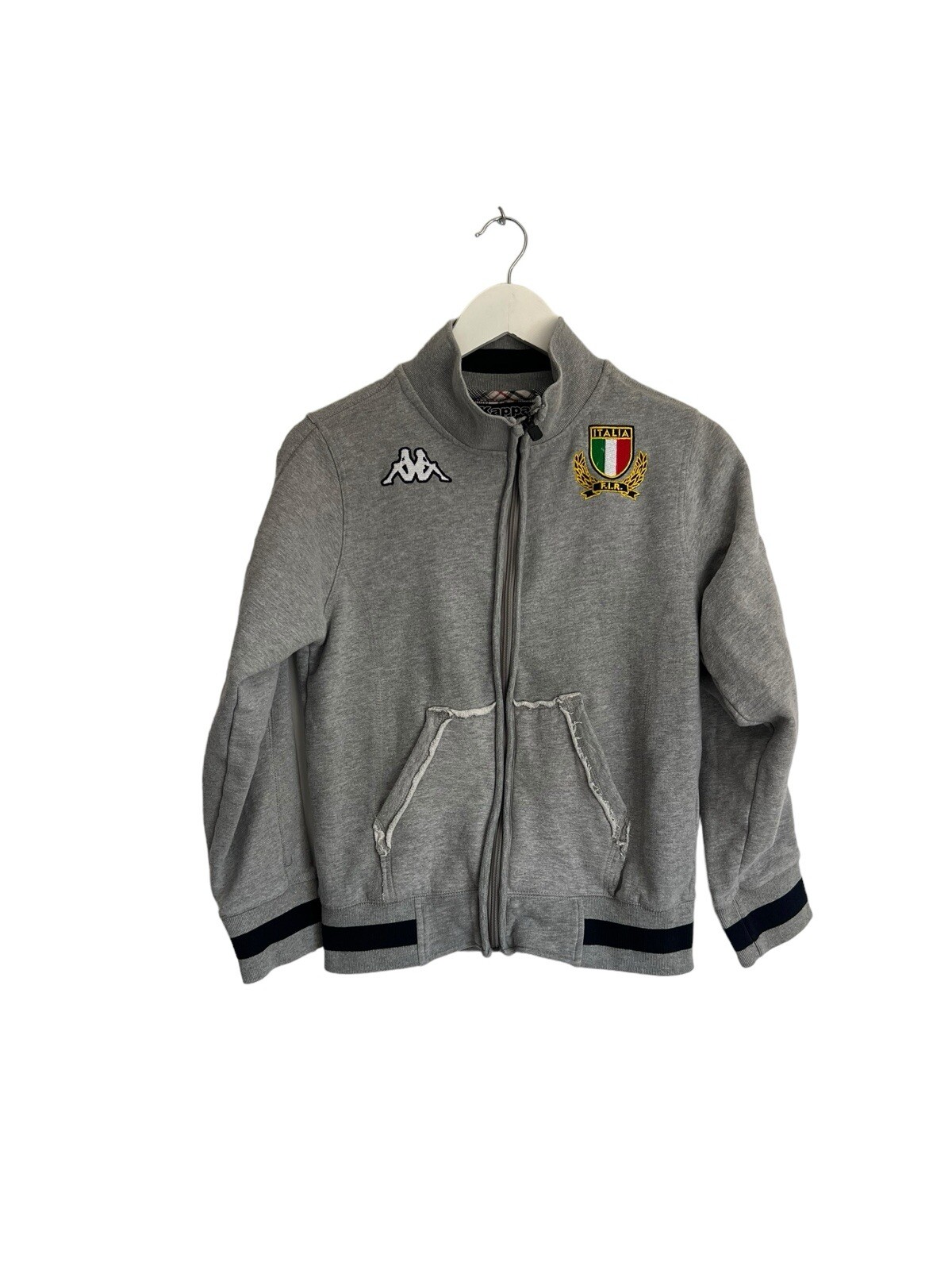 Vintage Kappa Italy Italia Grey Full Zip Hoodie Jacket Size XS