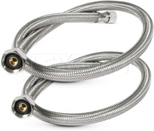 Braided Faucet Connector 20" Long, Stainless Steel, 1/2" IPS X 3/8" Female Compr
