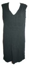 Ann Taylor Dress Size 10 Petite Black V Neck Sleeveless Solid Womens Zip Back