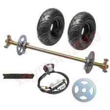 29" Go Kart Rear Axle Kit 6" Wheels Brake Hub Sprocket Chain ATV Quad Trike Cart