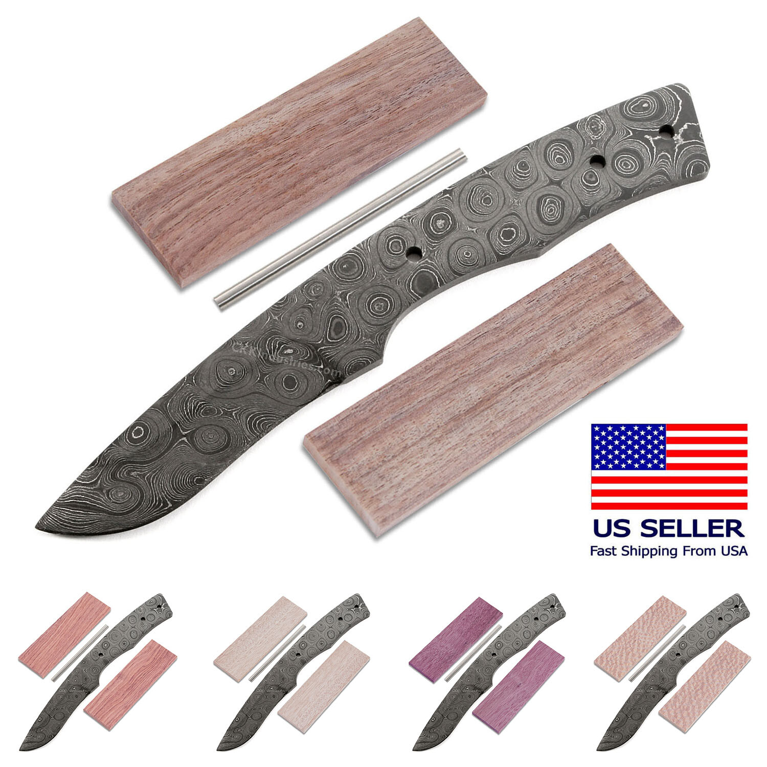 Damascus Knife Making Kit - Claw - (8 Handle Options) - DIY Blade Kit